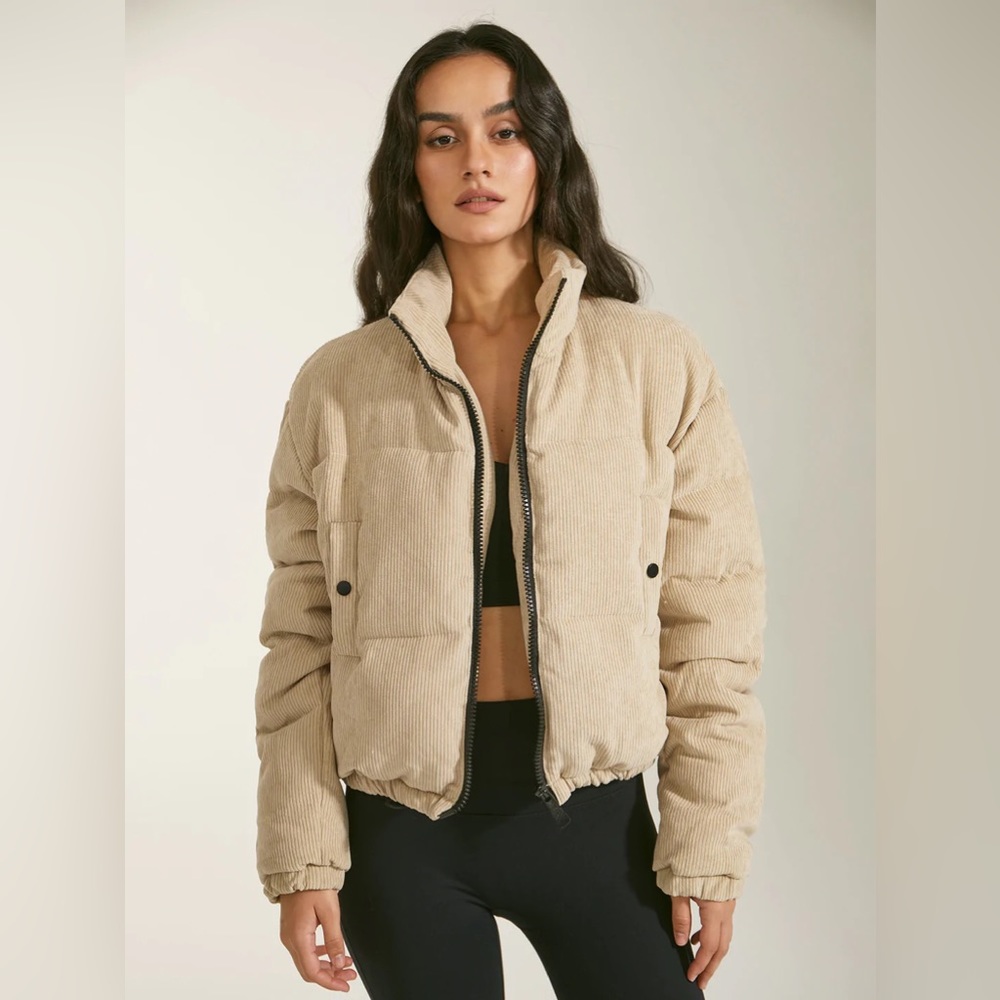Cropped Funnel Neck Puffer Jacket by Commense